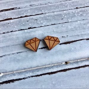 Wood diamond 💎 stud earrings